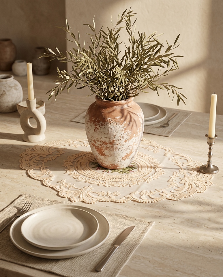 Podkładka / obrus haftowany SHP VIENNA biały