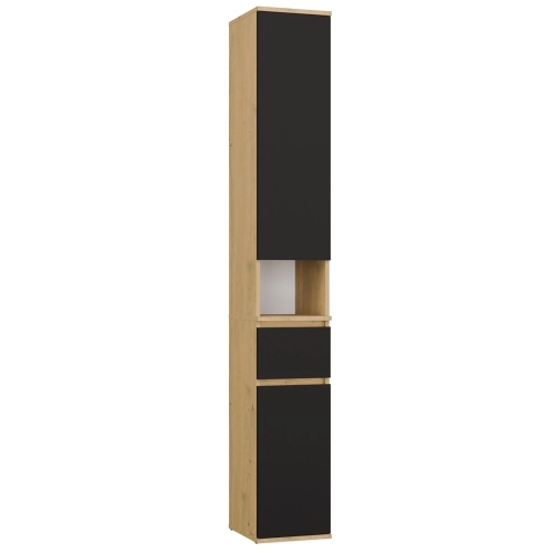 Szafka 30 cm, dąb artisan/czarna matowa Lior 2D1S