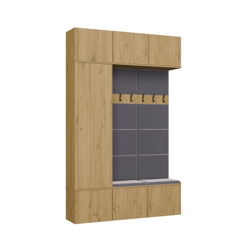 Szafa z garderobą do przedpokoju, dąb artisan Haga III 1SZ2W
