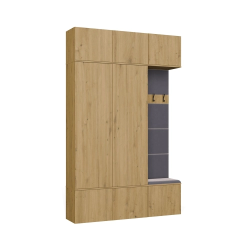  Szafa z garderobą do przedpokoju, dąb artisan Haga III 2SZ1W