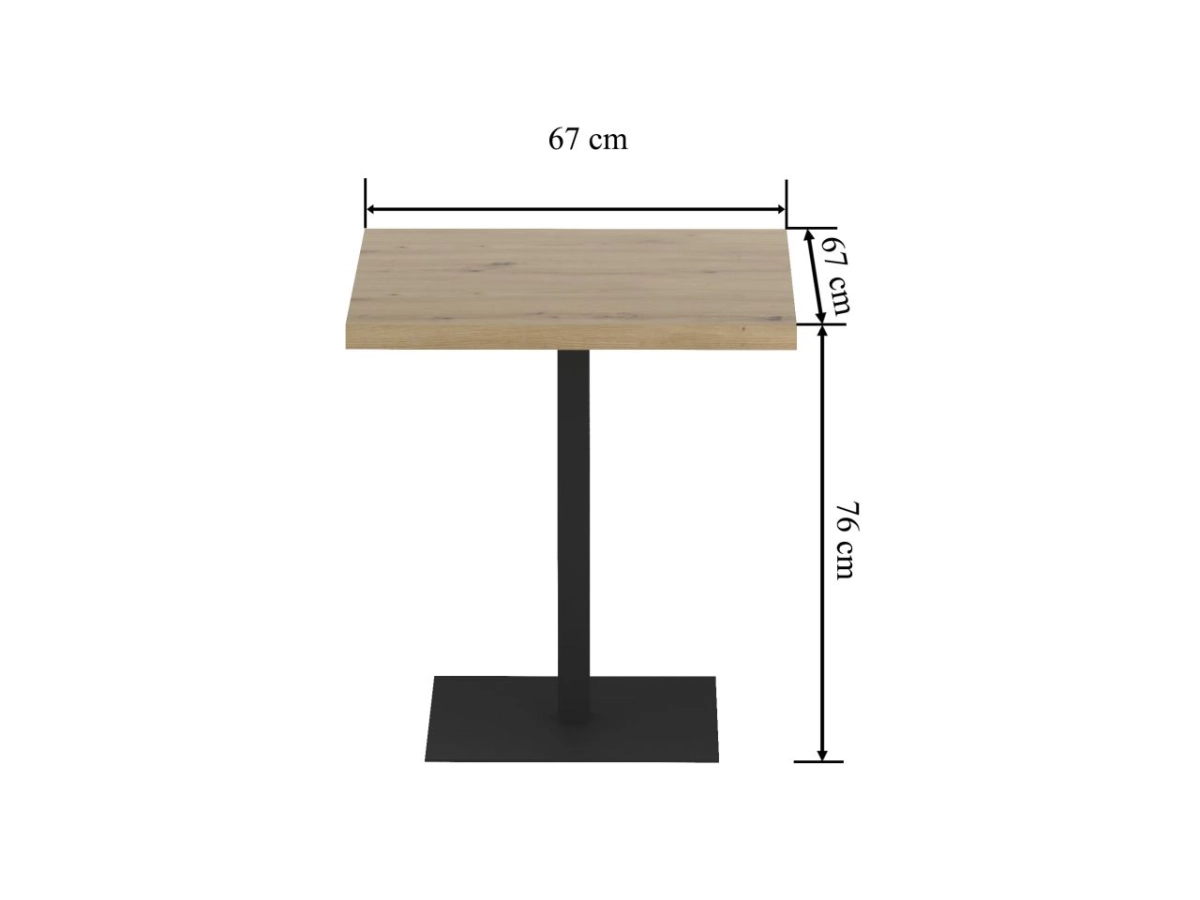 Stół (dąb artisan + noga T) 67x67