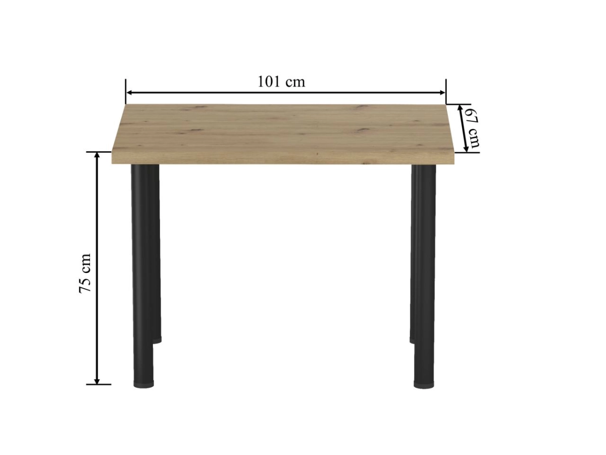 Stół (dąb artisan + nogi I czarny mat) 67x101