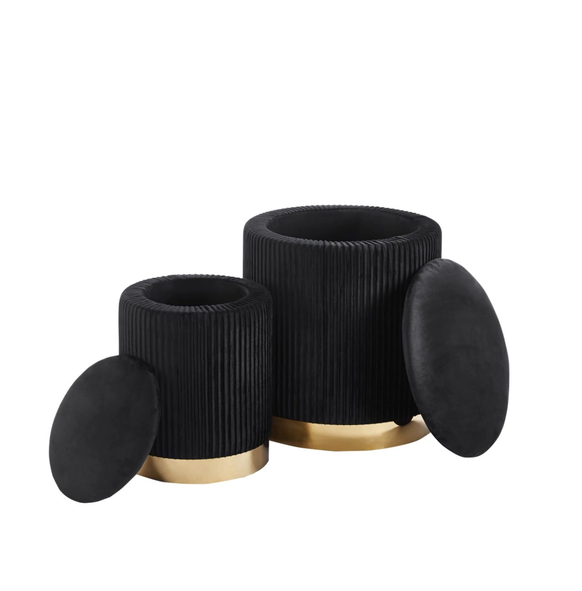 Pufy (zestaw 2 szt.) velvet - Riviera 100 czarne