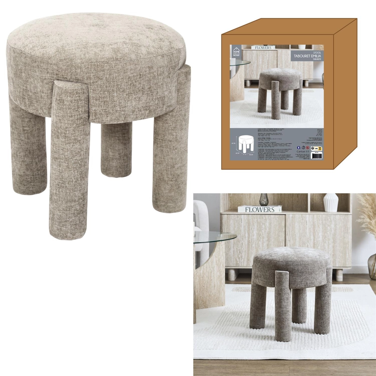 Stołek Emilia taupe