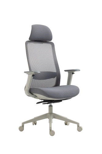 Fotel biurowy ergonomiczny z zagłówkiem szary Ergo