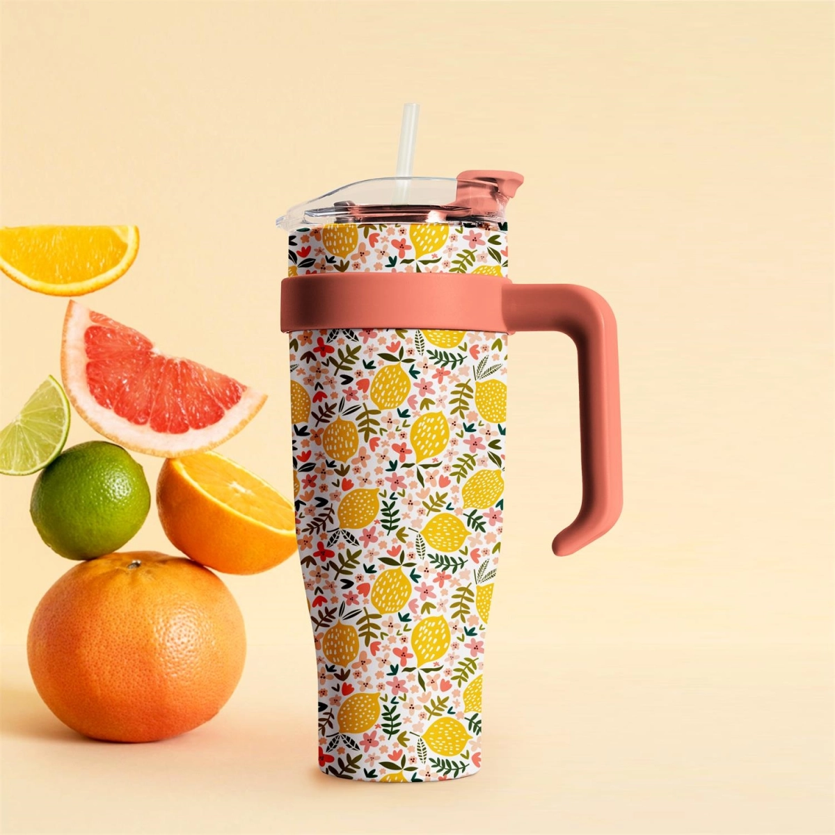 Kubek termiczny Miami Floral żółty