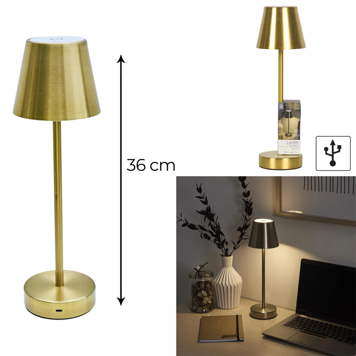 Lampka Casablanca 36cm LED na dotyk