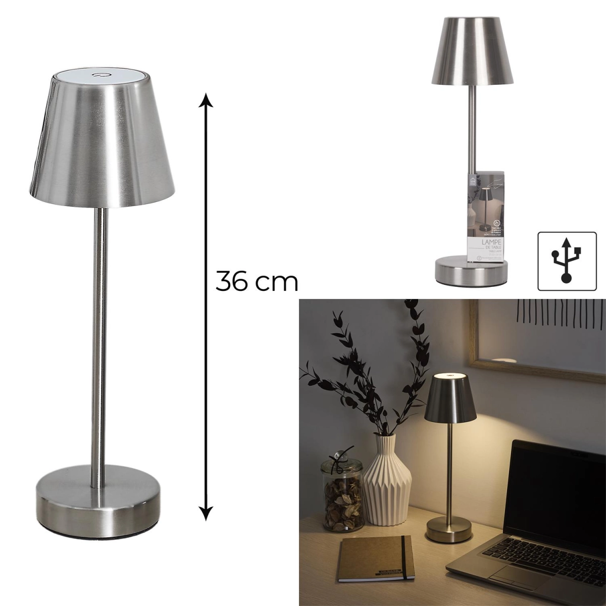 Lampka Casablanca 36cm LED na dotyk