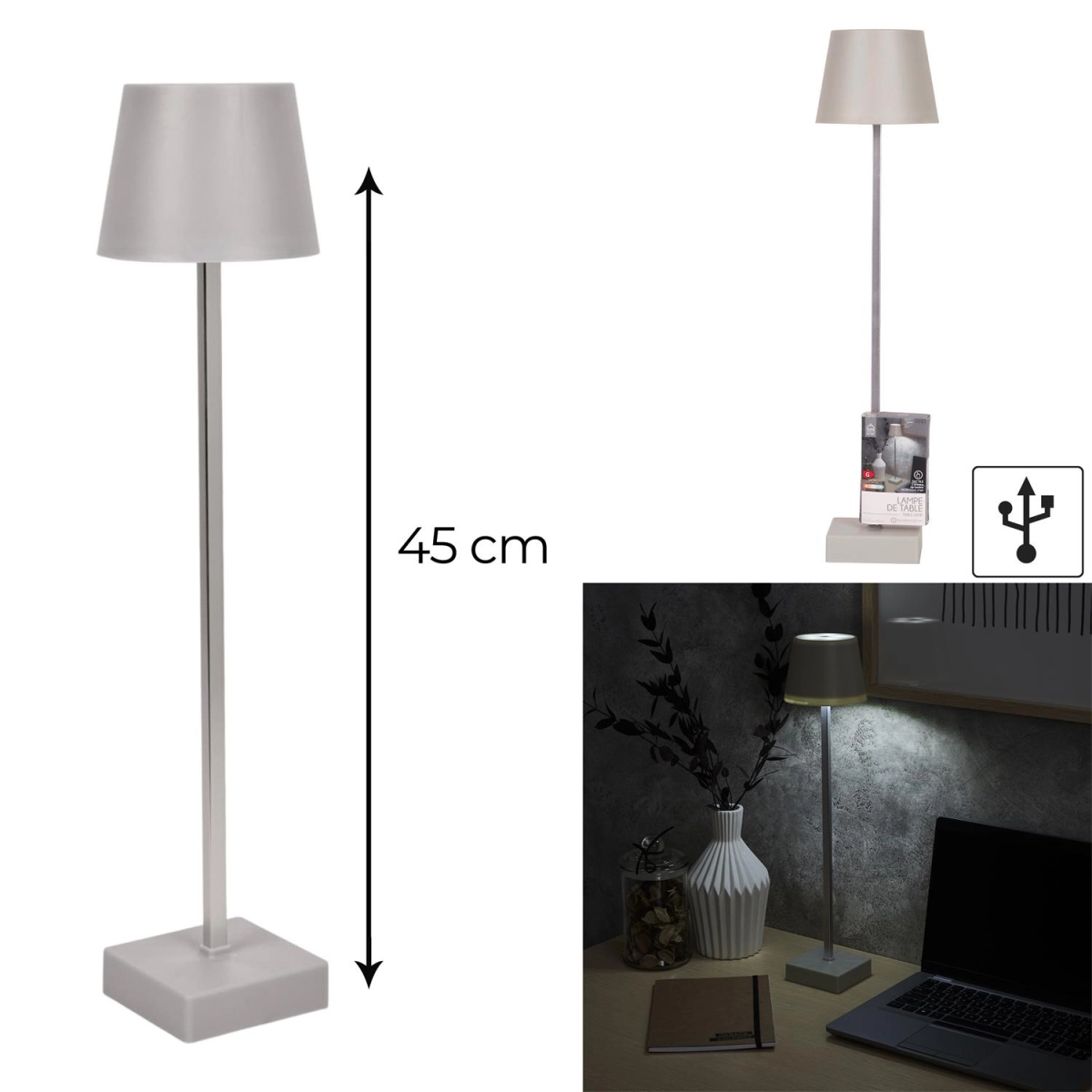 Lampka Blanca 45cm LED na dotyk taupe