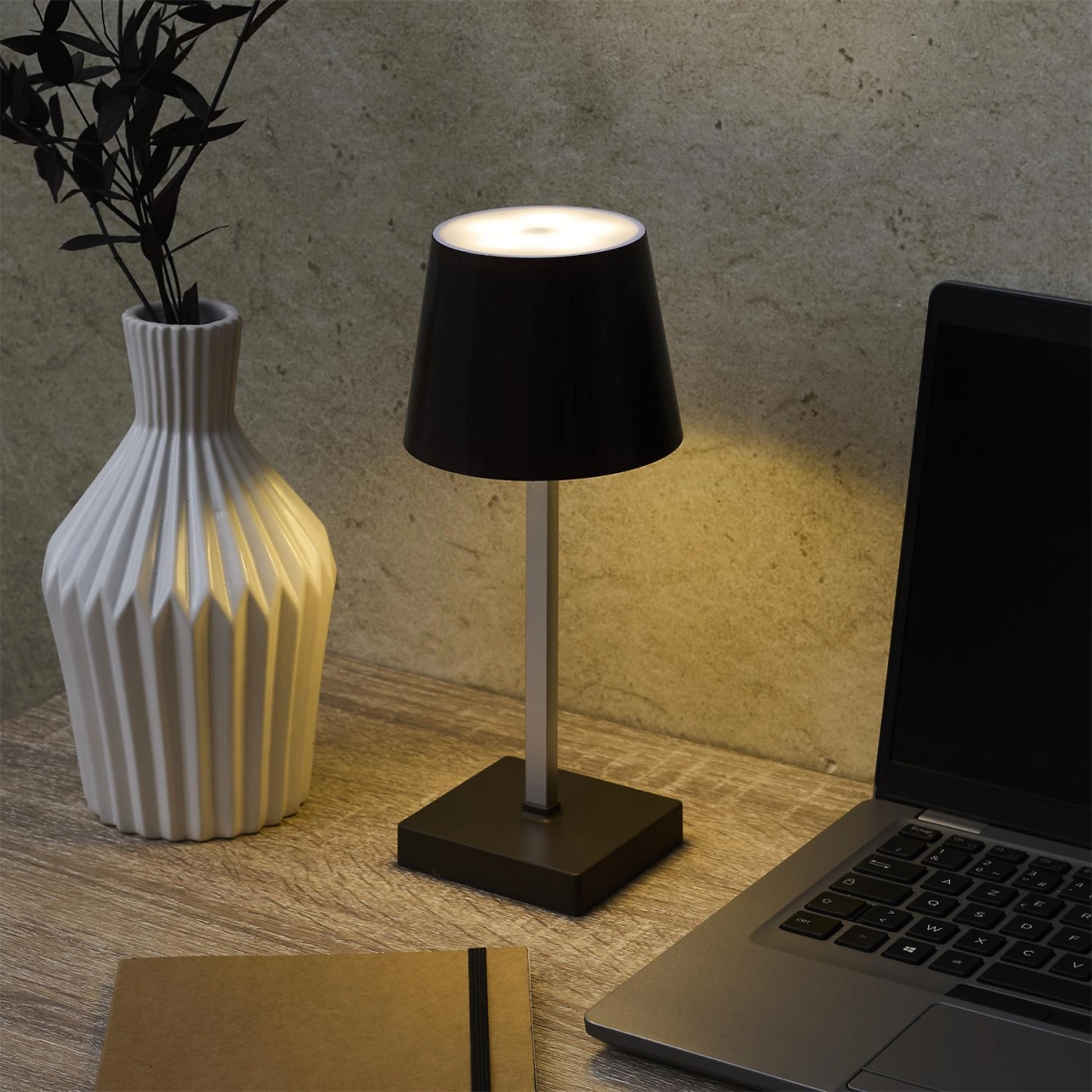 Lampka Blanca LED na dotyk ciemne drewno
