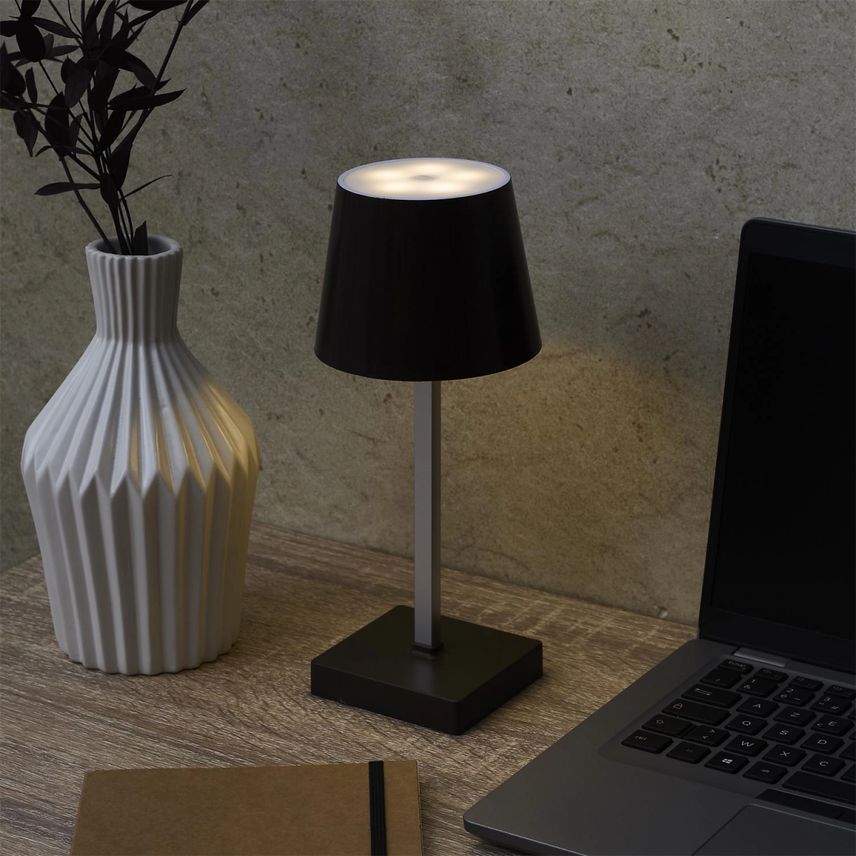 Lampka Blanca LED na dotyk ciemne drewno