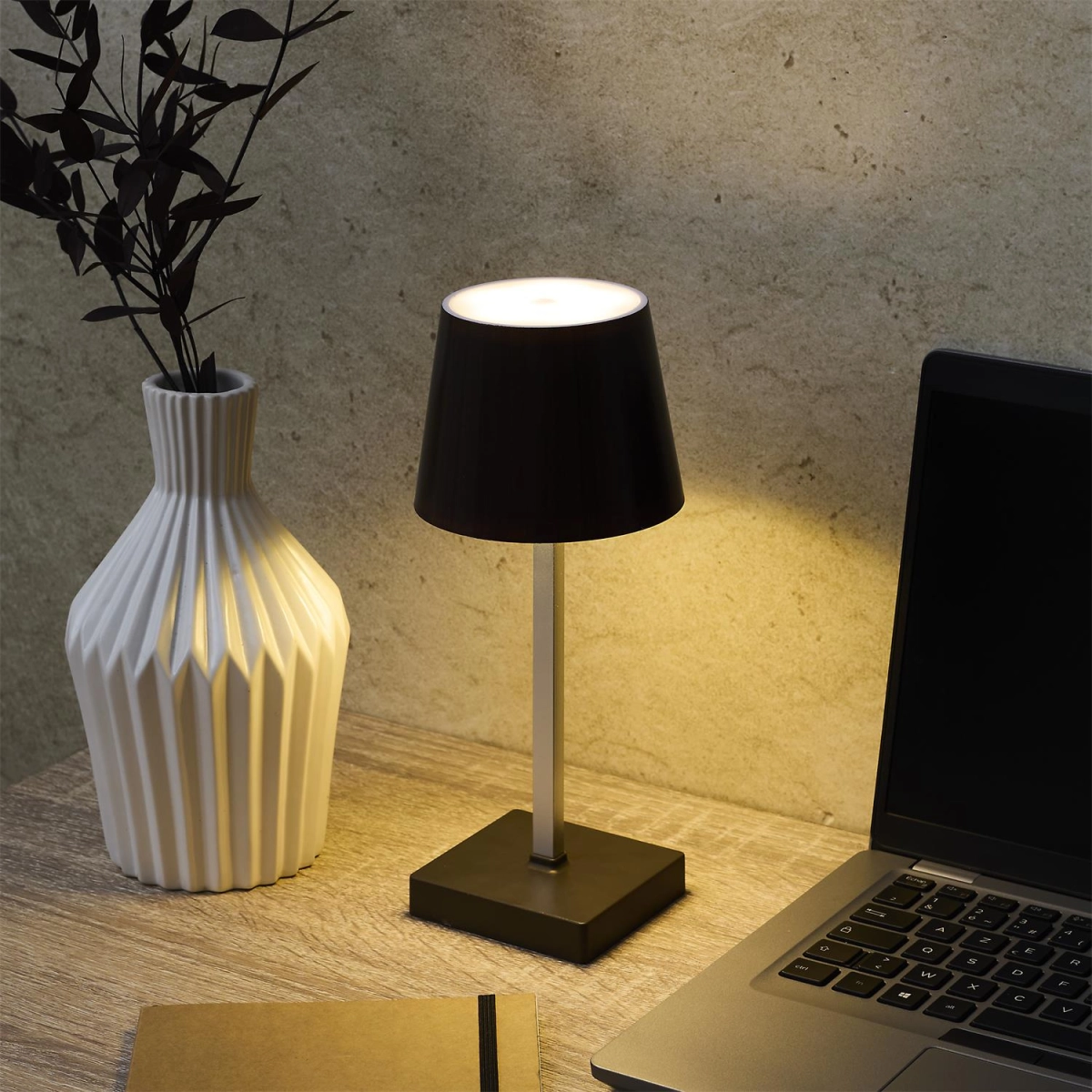 Lampka Blanca LED na dotyk ciemne drewno