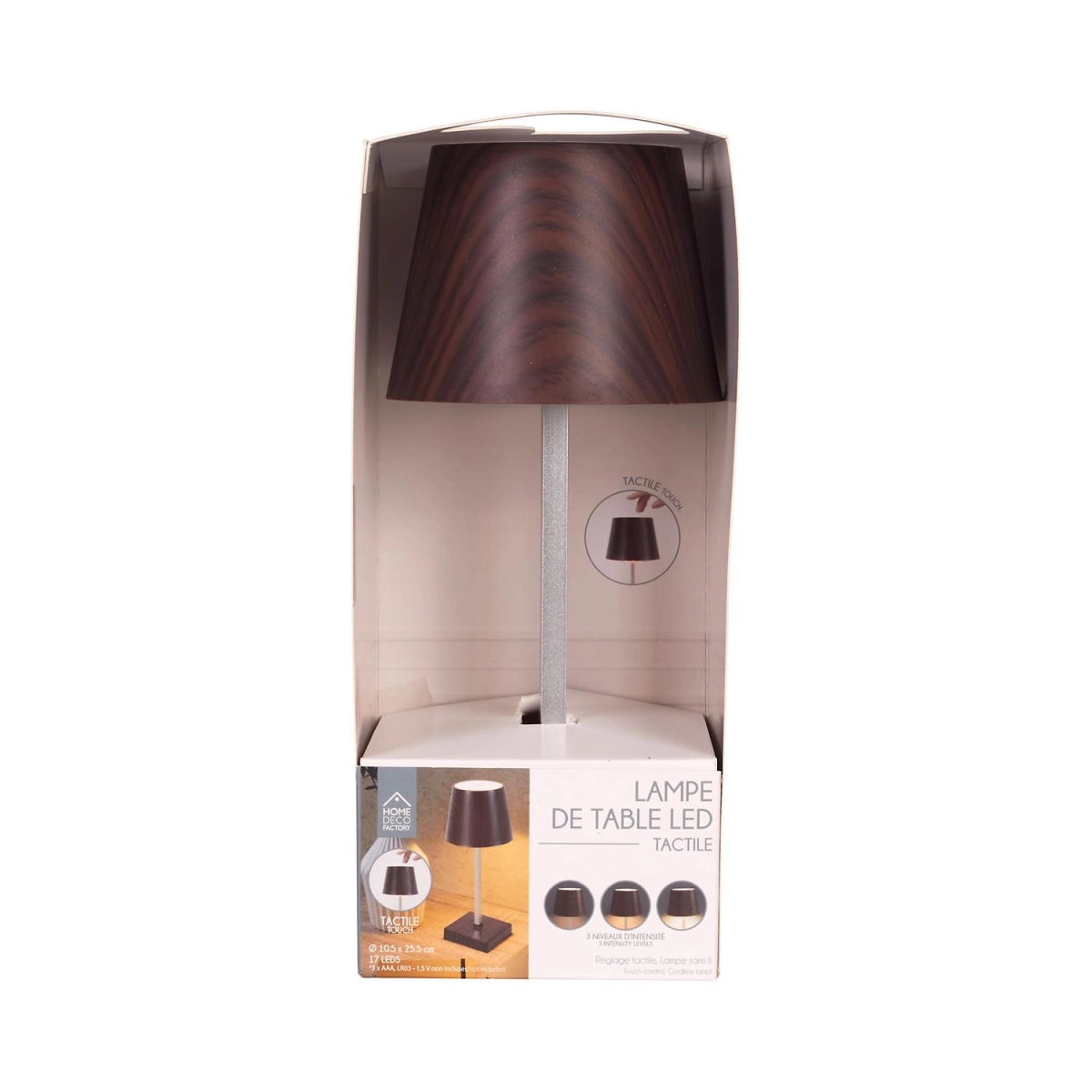 Lampka Blanca LED na dotyk ciemne drewno
