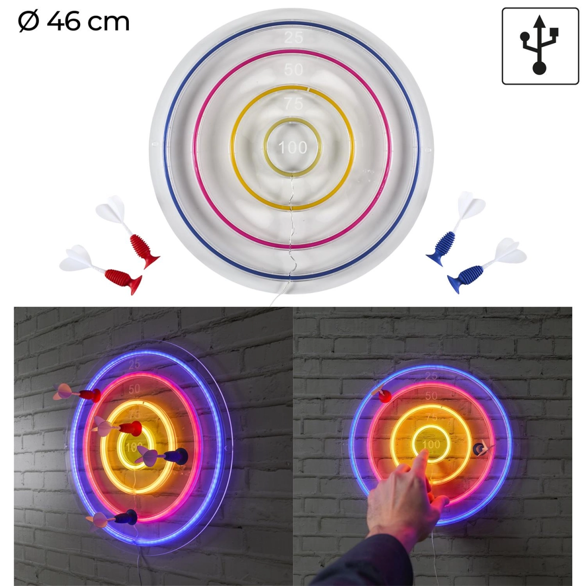 Lampka Tarcza z lotkami LED kolorowa