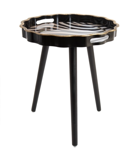 Stolik okrągły 40 cm, biało czarny do salonu Safari SHP
