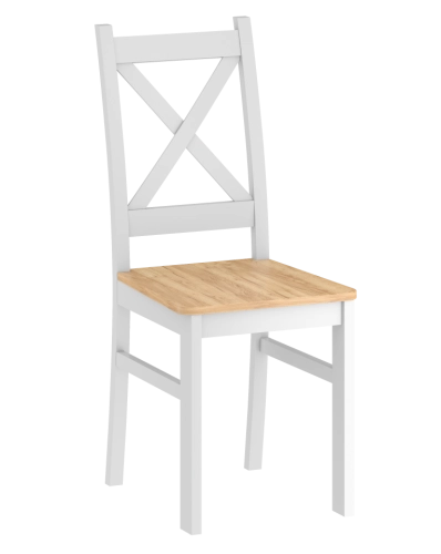 Krzesło białe drewniane z siedziskiem dąb craft Tosca