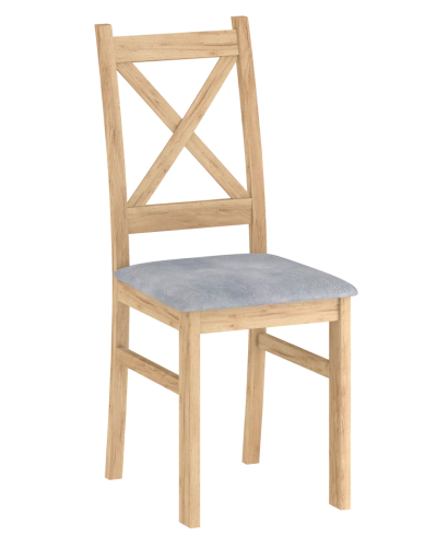 Krzesło drewniane dąb craft z szarym siedziskiem Tosca