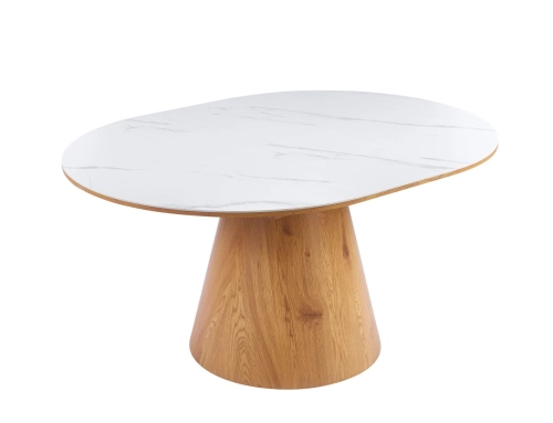 Stół rozkładany 120 cm, biały marmur/dąb do jadalni Marmo