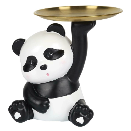 Figurka dekoracyjna organizer Panda ze złotą tacą