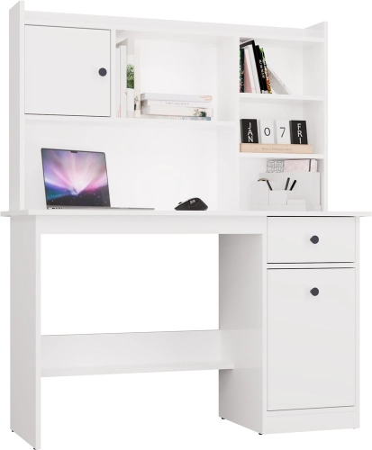 Biurko białe matowe 120 cm, z nadstawką Chester