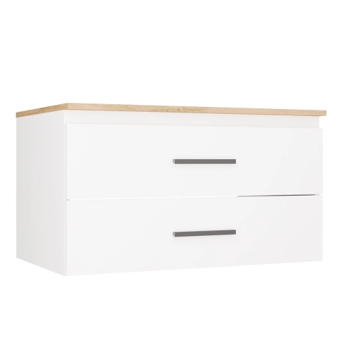 Szafka pod umywalkę 80 cm, biała matowa/dąb artisan Nel