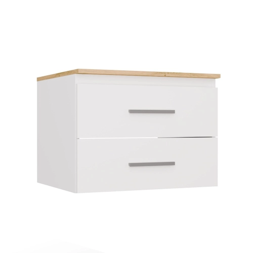 Szafka pod umywalkę 60 cm, biała matowa/dąb artisan Nel 
