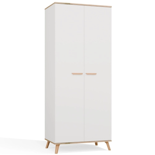 Szafa ubraniowa 80 cm, biała matowa/dąb artisan Olympo 2D