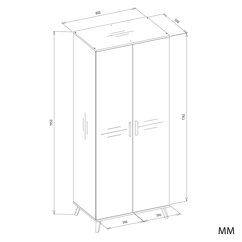 Szafa Ubraniowa OLYMPO 2D BIAŁA DĄB ARTISAN 80 Cm Drążek 2 Drzwi Sypialnia