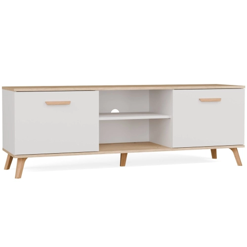 Szafka RTV 150 cm, biała matowa/dąb artisan Olympo