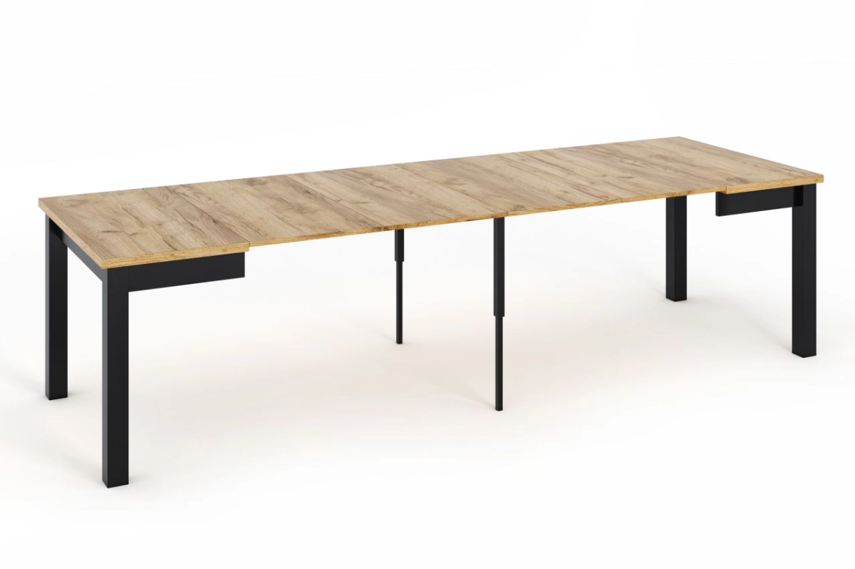 PRZEDSPRZEDAŻ -15% do 13.07 ! Stół rozkładany (dąb złoty craft/czarny) 90 (140-280)x90
