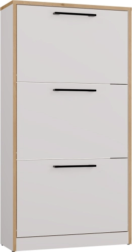 Szafka na obuwie 60 cm, biała matowa/dąb artisan do przedpokoju Paula