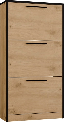 Szafka na obuwie 60 cm, dąb artisan/czarna matowa do przedpokoju Paula