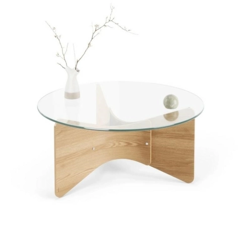 Stolik kawowy szklany 84 cm, naturalny Madera Umbra