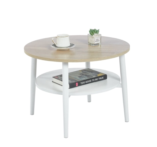 Stolik kawowy 60 cm z półką, dąb sonoma/biały Louis