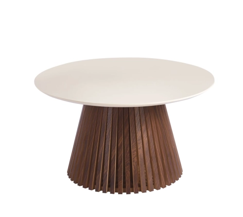 Ława okrągła 80 cm, kaszmir/orzech do salonu Nel