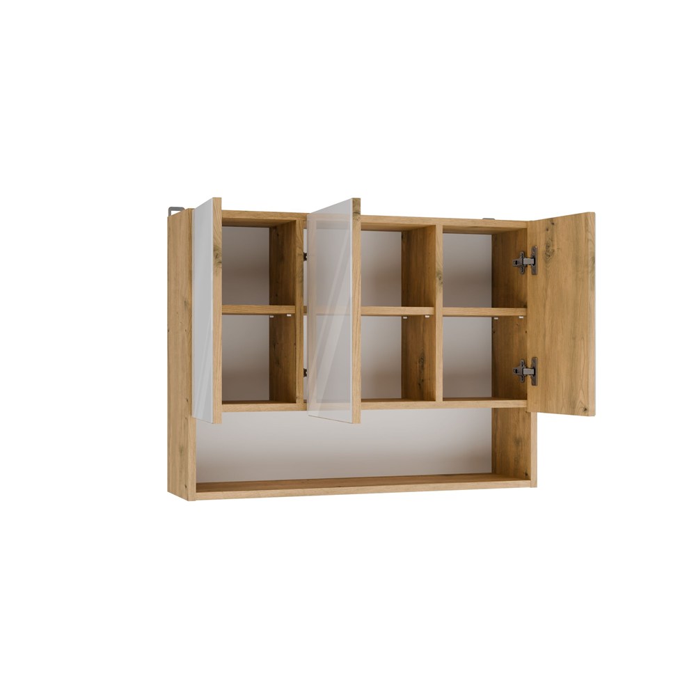 Szafka Łazienkowa Wisząca POLA 3DL/P DĄB ARTISAN 80 Cm 3 Lustra z Półką