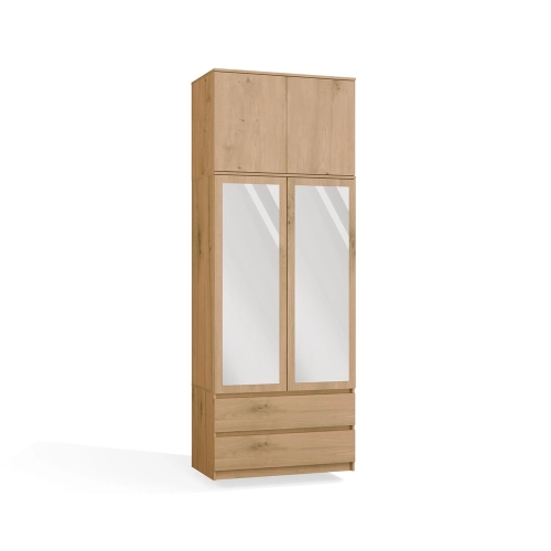 Szafa z lustrem 90 cm, dąb artisan z szufladami Malwa SS-90