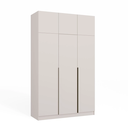  Szafa trzydzwiowa z nadstawką 150 cm, kaszmir, z czarnymi uchwytami Senso 3D