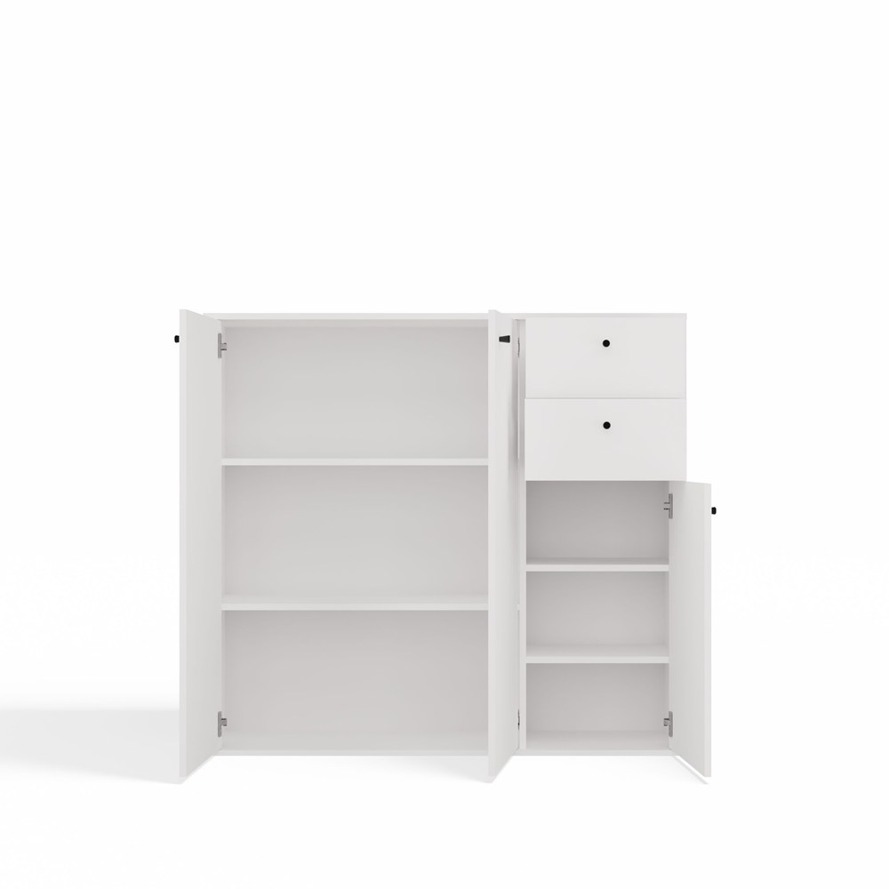 KOMODA FRAN BIAŁY 120 Cm Szafka 3 Drzwi 2 Szuflady 30 Cm Do Salonu Sypialni