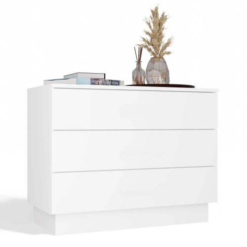  Komoda 85 cm, biała matowa z 3 szufladami Amber 3S