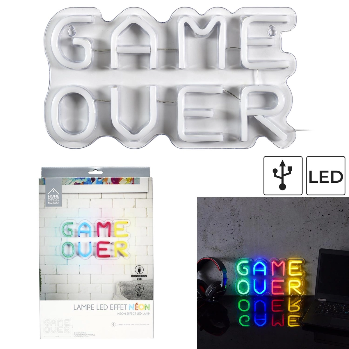 Lampka LED neon Game over