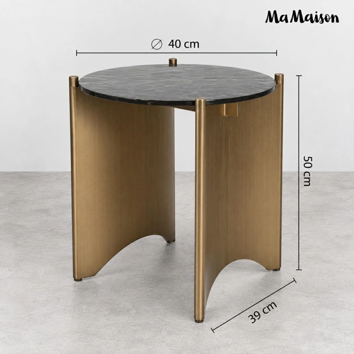 MaMaison stolik MANTA 50 czarny / złoty