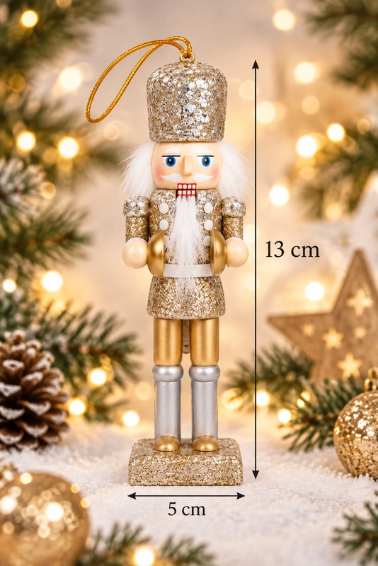 Zestaw 5 ozdób choinkowych / dziadki do orzechów SHP CRACKER złoty
