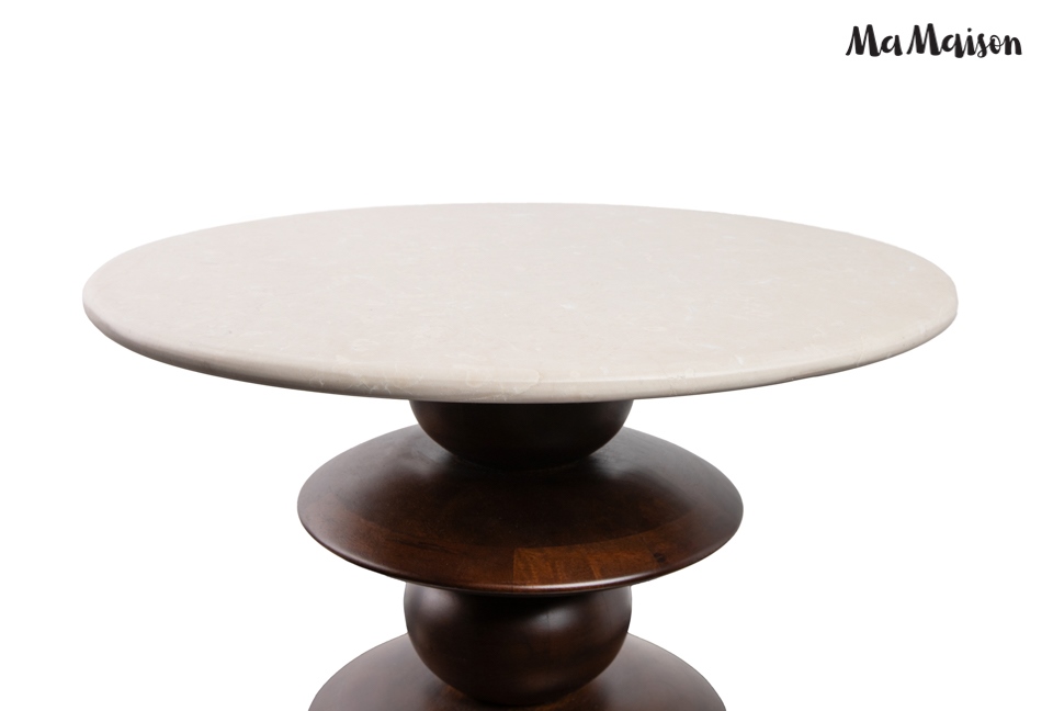 MaMaison stolik RONDA 50 drewno mango / marmur
