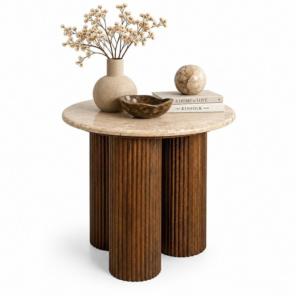MaMaison stolik RAGNO 50 marmur / drewno