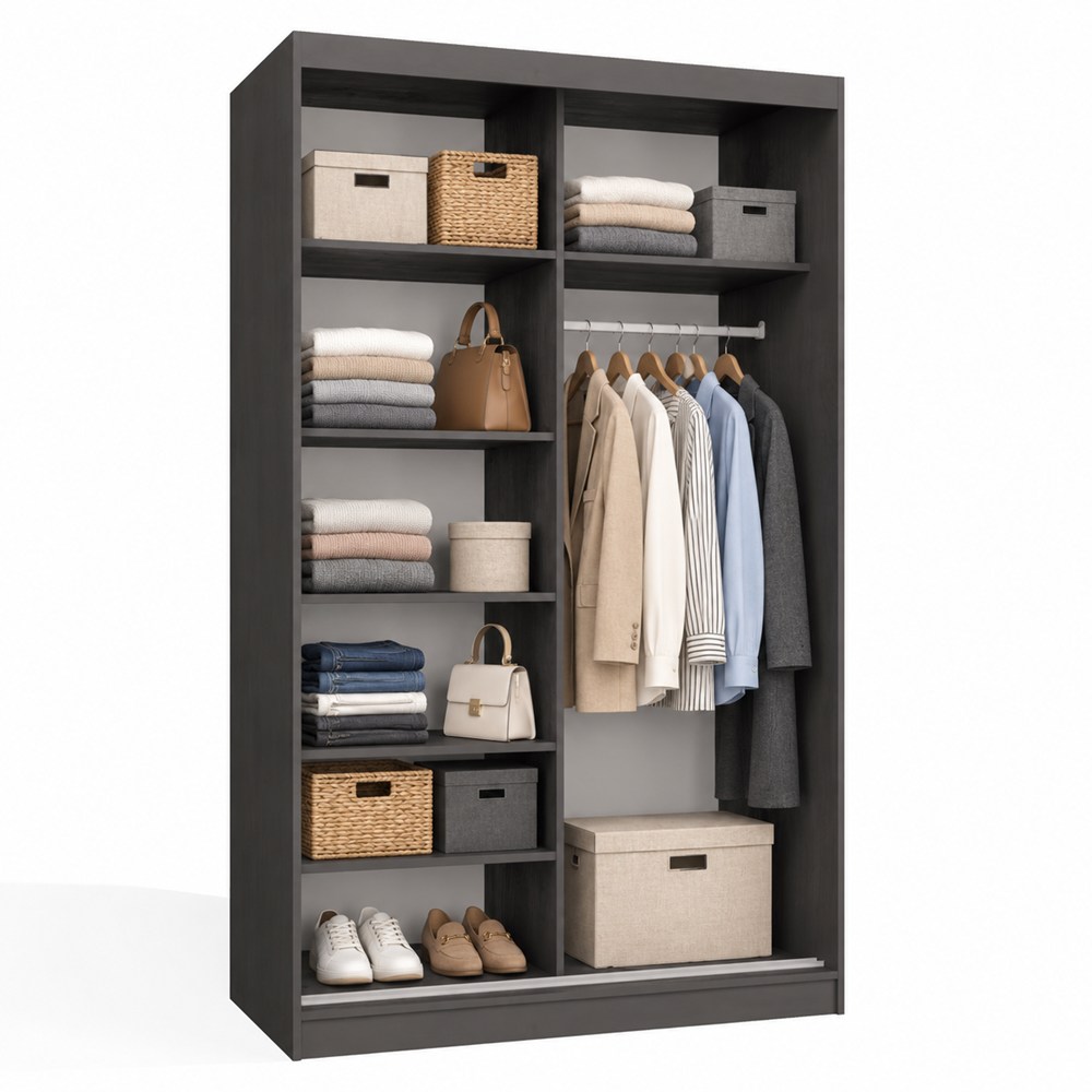 SZAFA Przesuwna IGA 120 CM C ANTRACYT SZPROSY – Nowoczesny Design