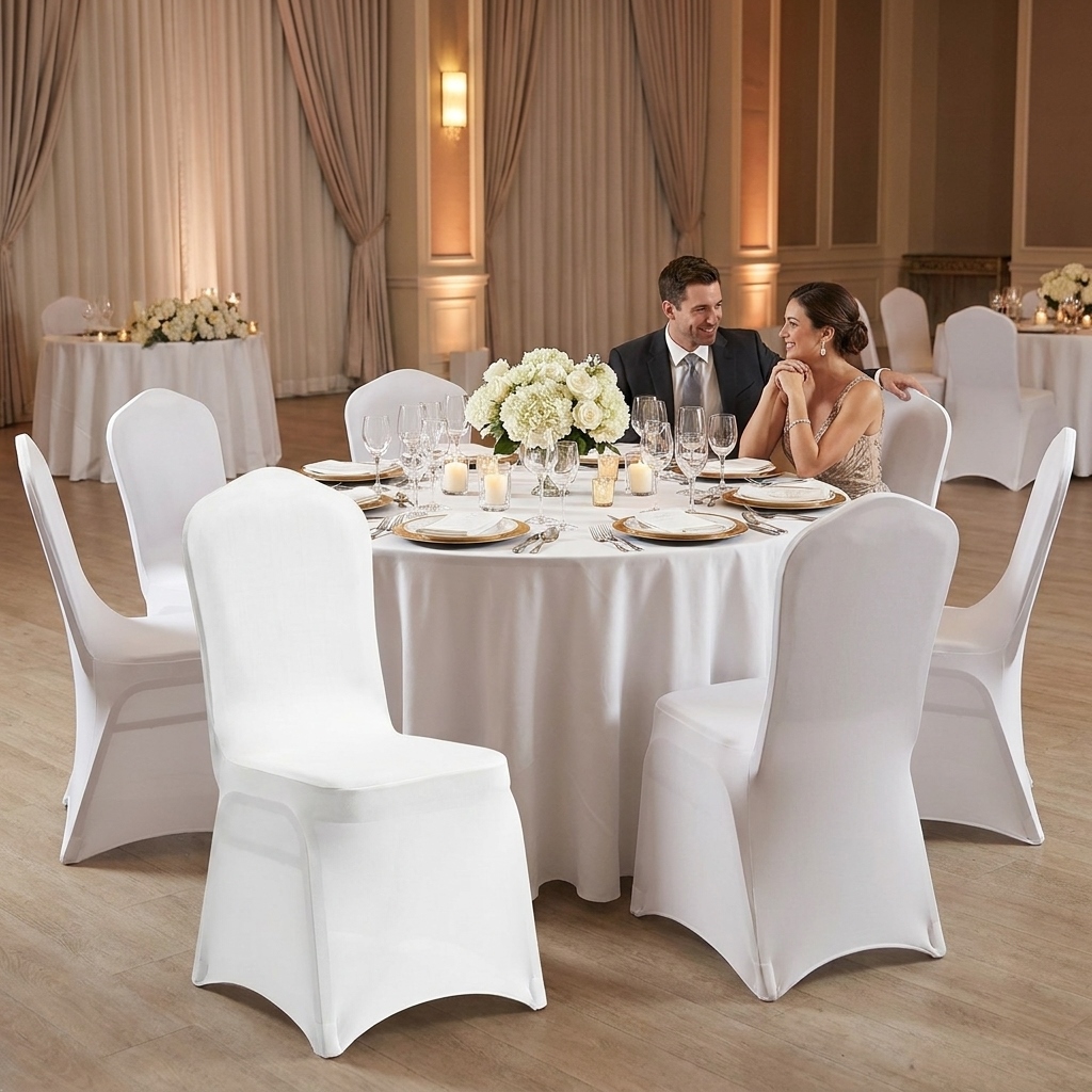 Zestaw 2 pokrowców na krzesło bankietowe SHP WEDING biały
