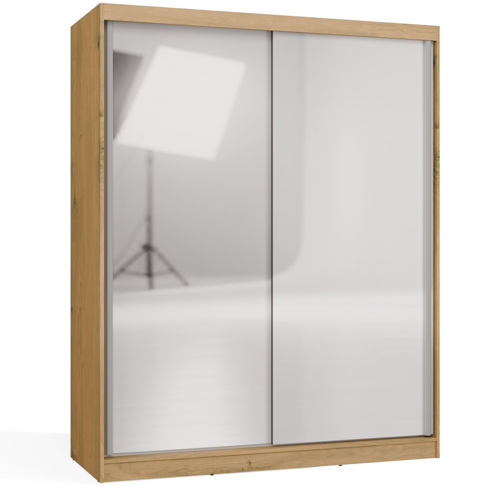 SZAFA Przesuwna IGA 160 2 Lustra DĄB ARTISAN BIEL – Nowoczesny Design