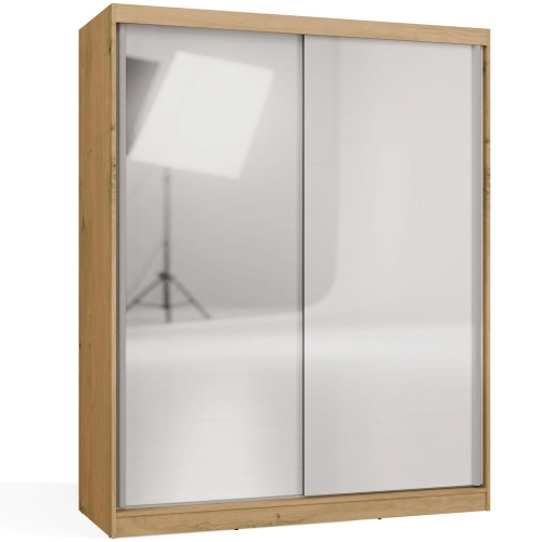 Szafa przesuwna z lustrem 160 cm, dąb artisan/biały Iga