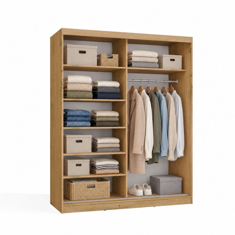 SZAFA Przesuwna IGA 160 2 Lustra DĄB ARTISAN ANTRACYT – Nowoczesny Design